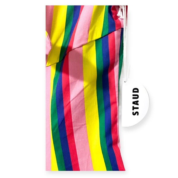 STAUD Alice Multicolor Stripe Knotted Poplin Midi Dress Size 2 NWT - Picture 6 of 16